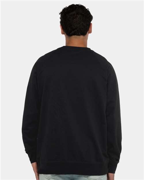 Next Level 9000 Unisex Laguna Raglan Crewneck Sweatshirt - Black - model back