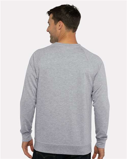 Next Level 9000 Unisex Laguna Raglan Crewneck Sweatshirt - Heather Grey - model back