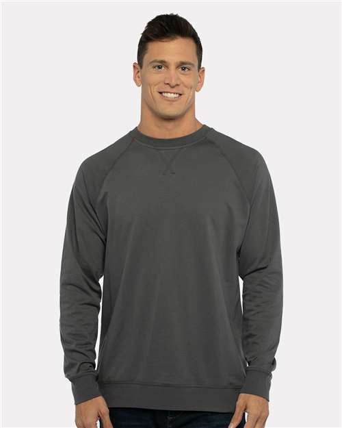Next Level 9000 Unisex Laguna Raglan Crewneck Sweatshirt - Heavy Metal - model front