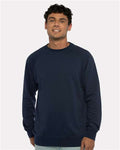 Next Level 9000 Unisex Laguna Raglan Crewneck Sweatshirt - Midnight Navy - model front