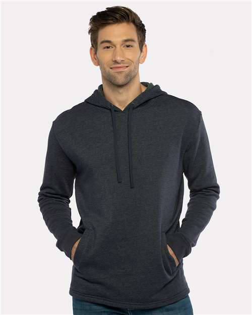 Next Level 9300 Unisex Malibu Welt Pocket Hoodie Sweatshirt - Heather Midnight Navy - model front