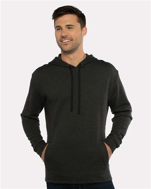 Next Level 9300 Unisex Malibu Welt Pocket Hoodie Sweatshirt - Heather Black - model front