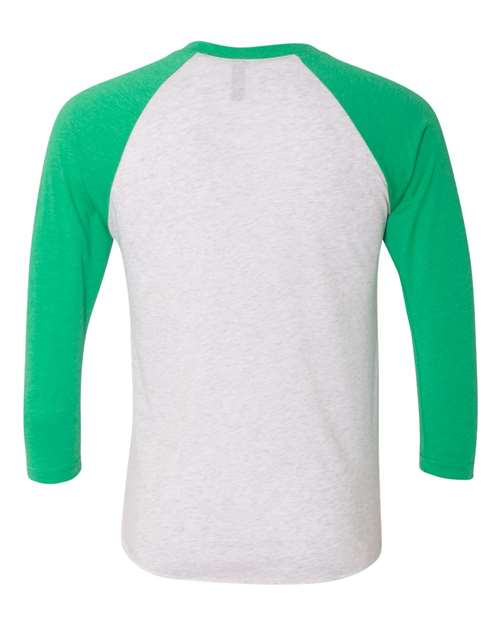 Next Level 6051 Unisex Triblend Three-Quarter Raglan T-Shirt - Envy Sleeves/ Heather White Body - back