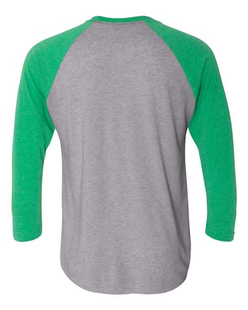 Next Level 6051 Unisex Triblend Three-Quarter Raglan T-Shirt - Envy Sleeves/ Premium Heather Body - back