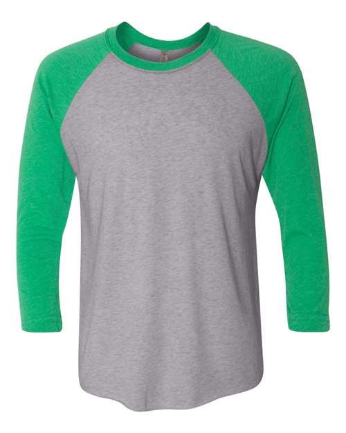 Next Level 6051 Unisex Triblend Three-Quarter Raglan T-Shirt - Envy Sleeves/ Premium Heather Body - front