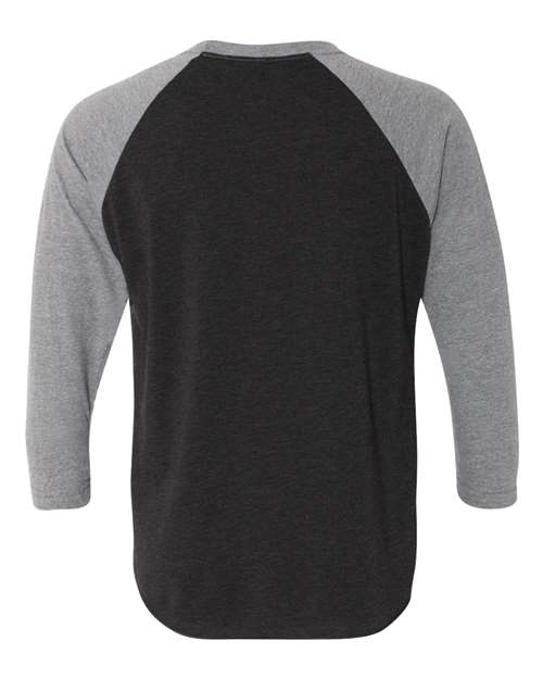 Next Level 6051 Unisex Triblend Three-Quarter Raglan T-Shirt - Premium Heather Sleeves/ Vintage Black Body - back