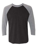 Next Level 6051 Unisex Triblend Three-Quarter Raglan T-Shirt - Premium Heather Sleeves/ Vintage Black Body - front