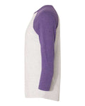Next Level 6051 Unisex Triblend Three-Quarter Raglan T-Shirt - Purple Rush Sleeves/ Heather White Body - side