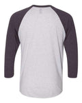 Next Level 6051 Unisex Triblend Three-Quarter Raglan T-Shirt - Vintage Purple Sleeves/ Heather White Body - back