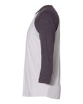 Next Level 6051 Unisex Triblend Three-Quarter Raglan T-Shirt - Vintage Purple Sleeves/ Heather White Body - side