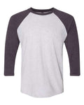 Next Level 6051 Unisex Triblend Three-Quarter Raglan T-Shirt - Vintage Purple Sleeves/ Heather White Body - front