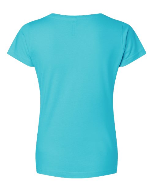 LAT 3507 Women's Fine Jersey V-Neck Tee - Caribbean - back