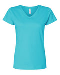 LAT 3507 Women's Fine Jersey V-Neck Tee - Caribbean - front