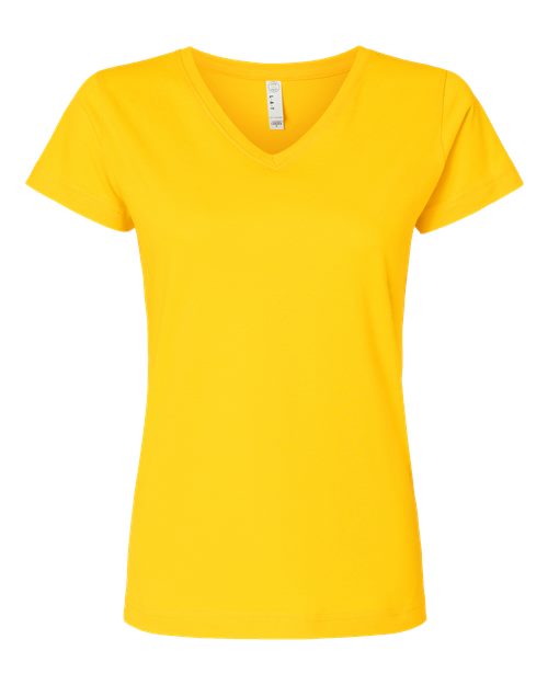 LAT 3507 Women's Fine Jersey V-Neck Tee - Yellow - front