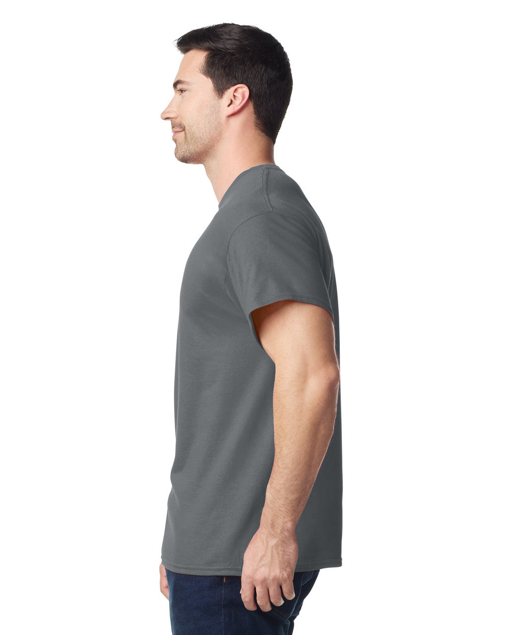 Gildan G500 Heavy Cotton T-Shirt - Charcoal - model side