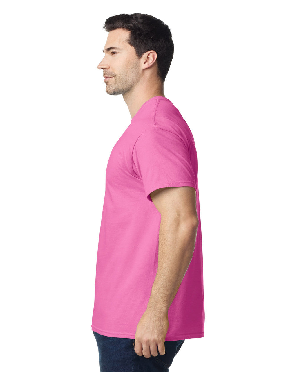 Gildan G500 Heavy Cotton T-Shirt - Azalea - model side