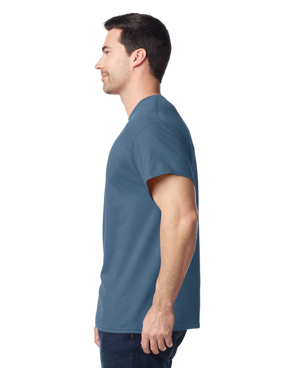 Gildan G500 Heavy Cotton T-Shirt - Indigo Blue - model side