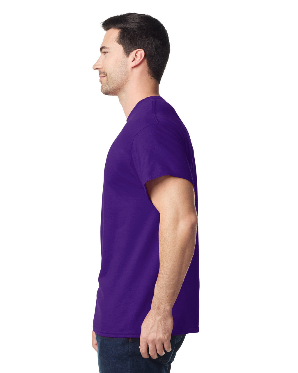 Gildan G500 Heavy Cotton T-Shirt - Purple - model side