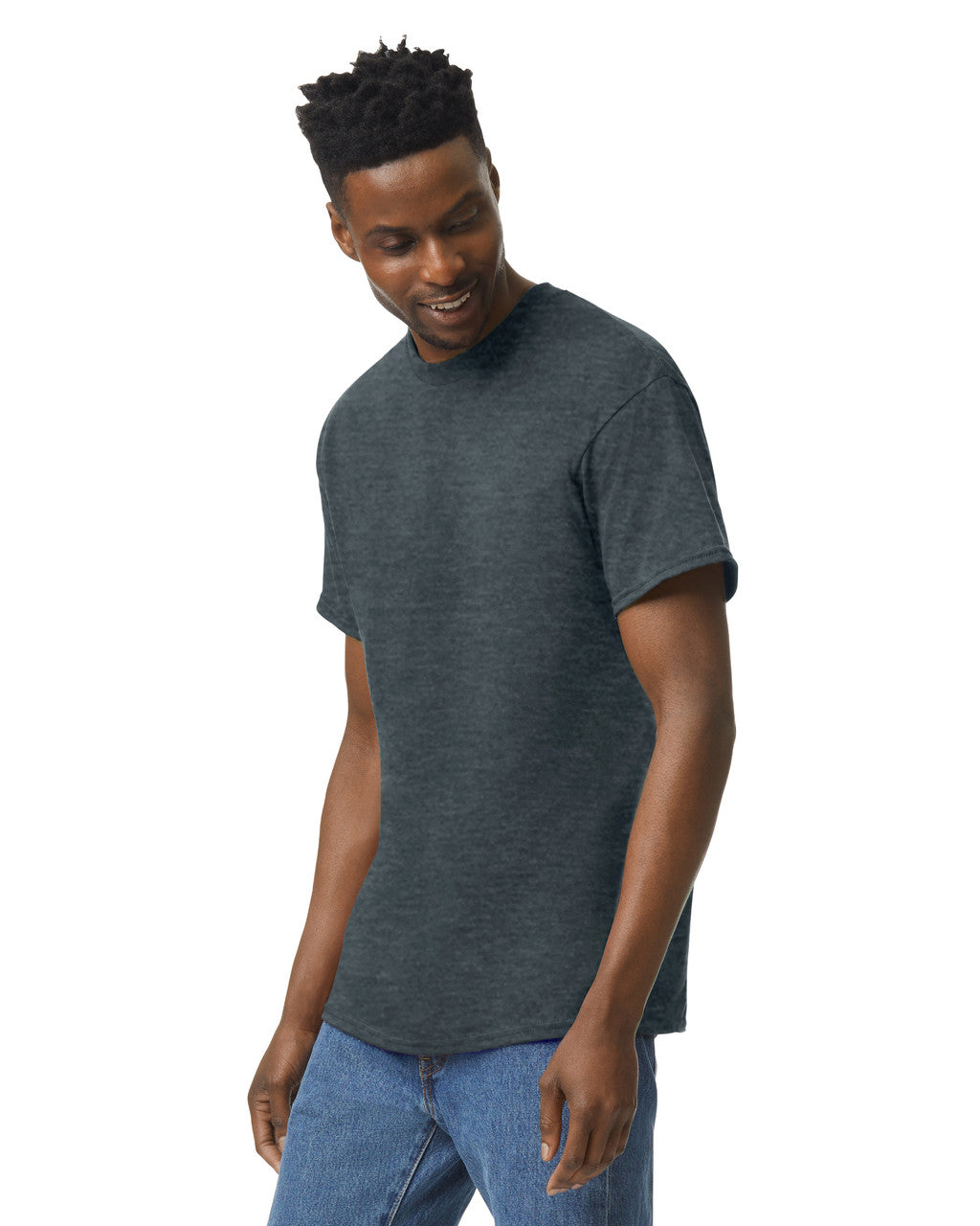 Gildan G500 Heavy Cotton T-Shirt - Dark Heather - model side