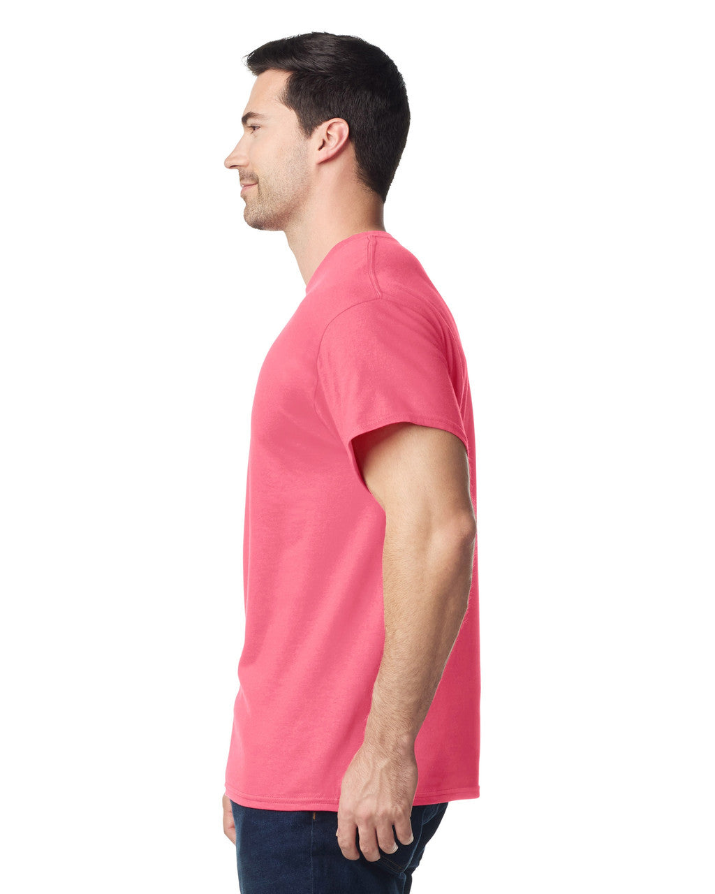 Gildan G500 Heavy Cotton T-Shirt - Coral Silk - model side