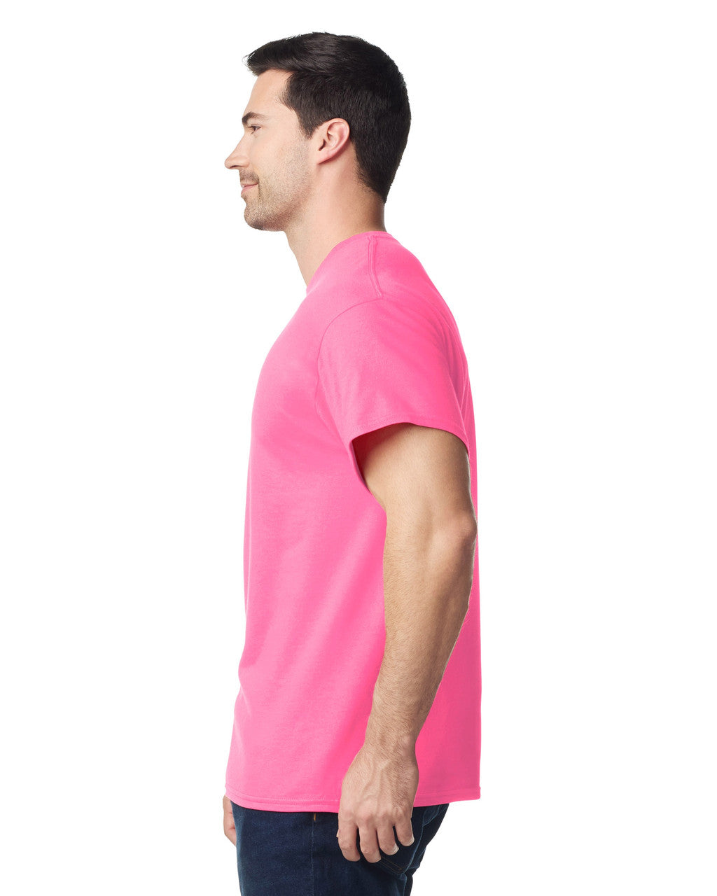 Gildan G500 Heavy Cotton T-Shirt - Safety Pink - model side