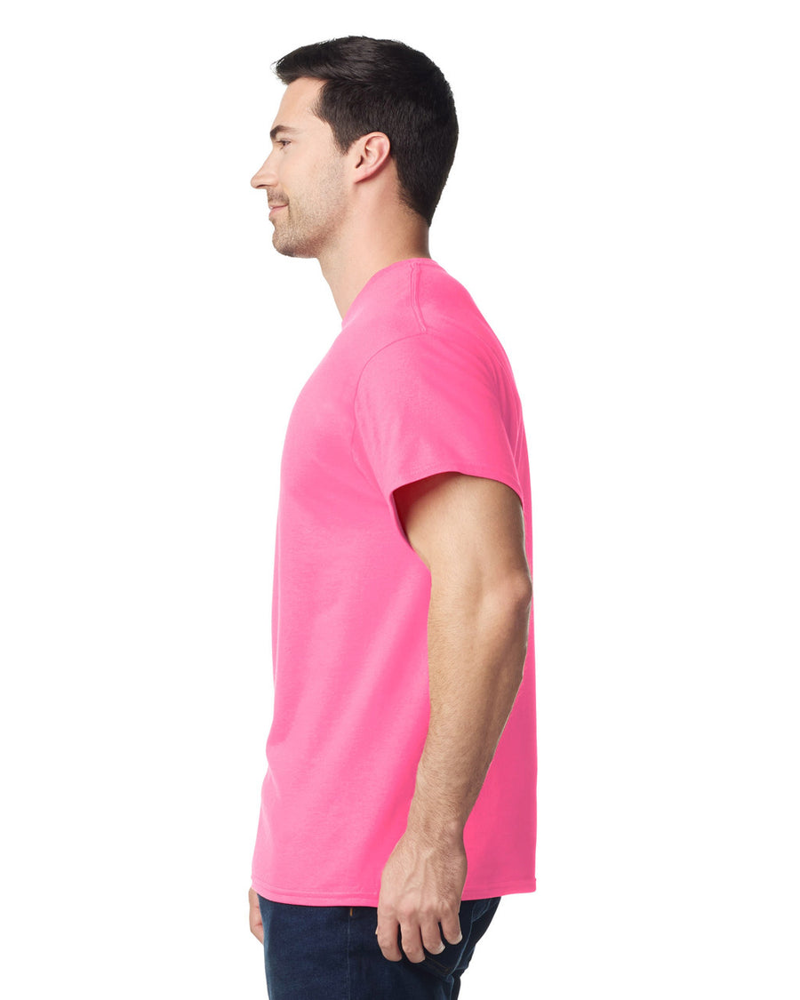 Gildan G500 Heavy Cotton T-Shirt - Safety Pink - model side
