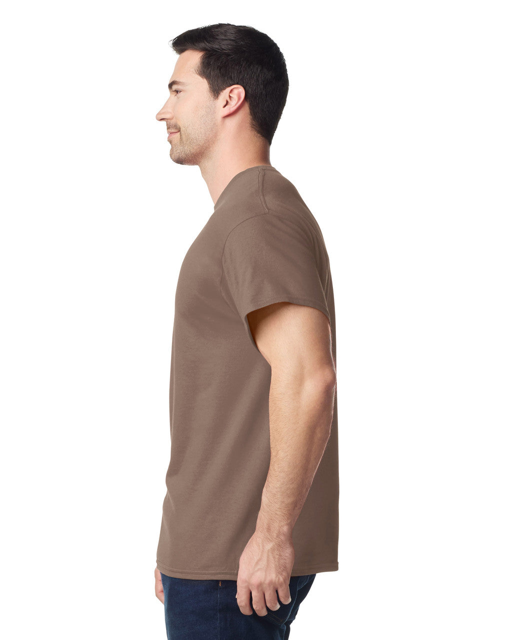 Gildan G500 Heavy Cotton T-Shirt - Brown Savana - model side