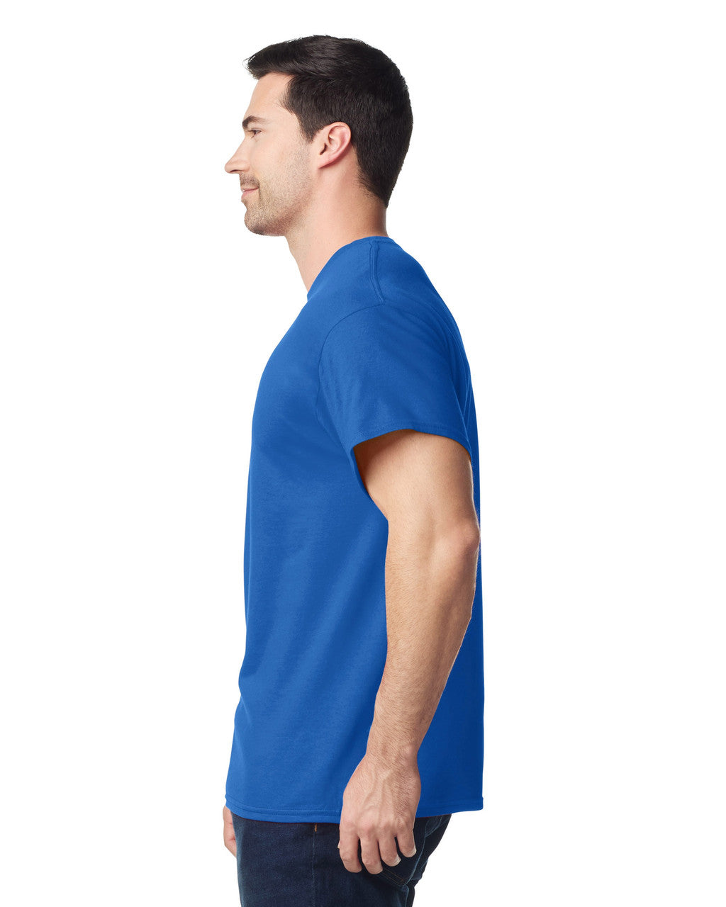 Gildan G500 Heavy Cotton T-Shirt - Neon Blue - model side
