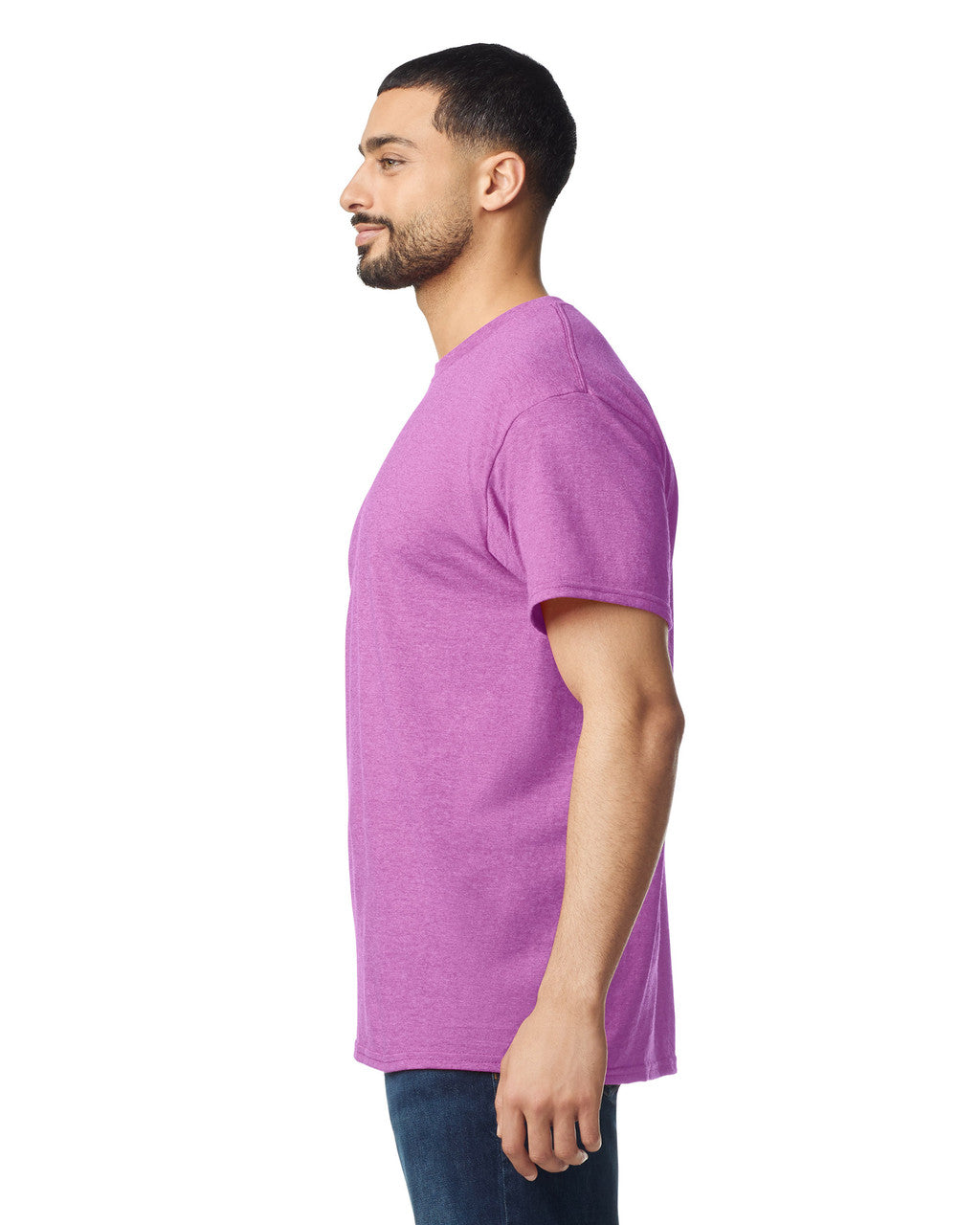 Gildan G500 Heavy Cotton T-Shirt - Heather Radiant Orchid - model side