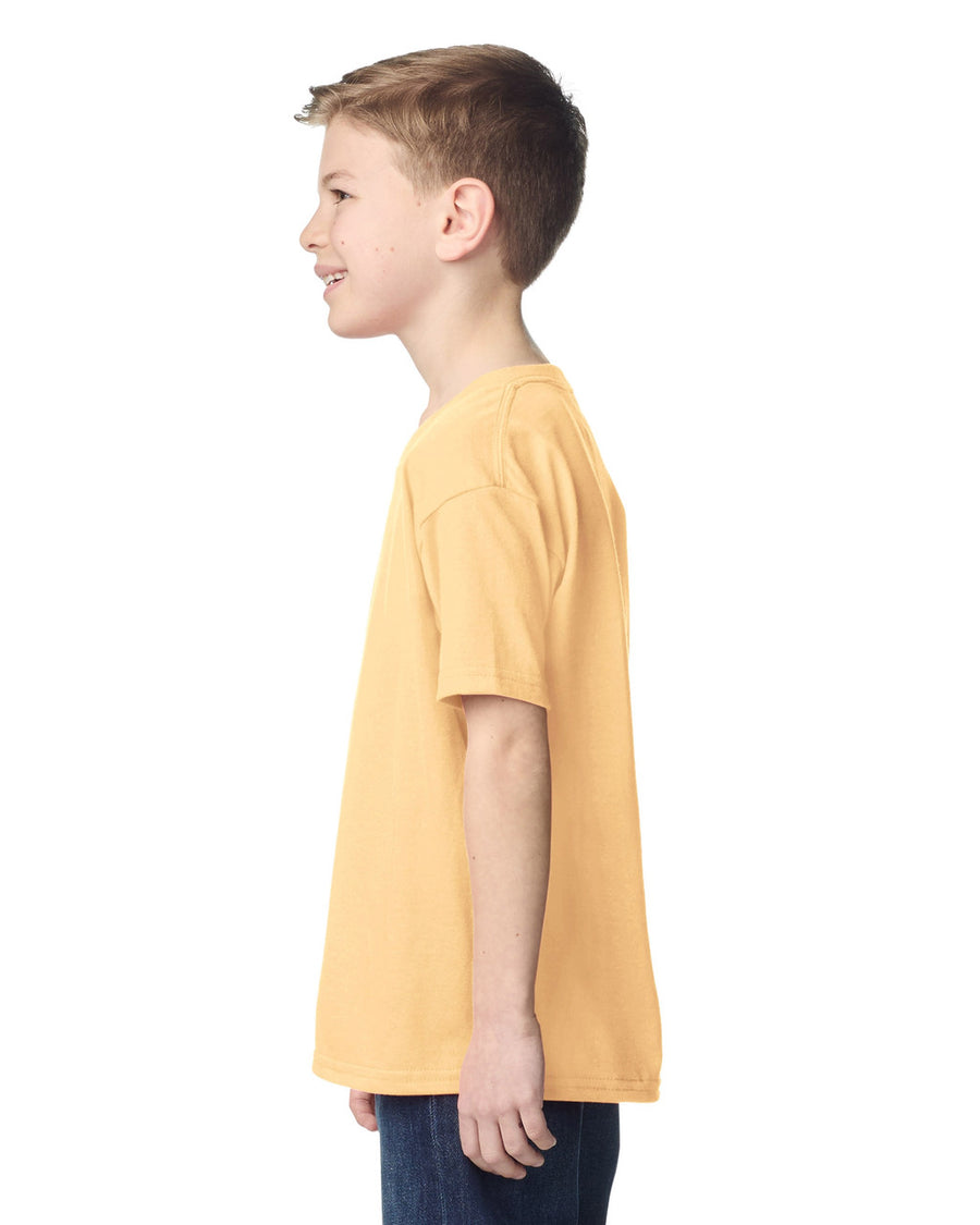 Gildan 5000B Youth Heavy Cotton T-Shirt - Yellow Haze - model side
