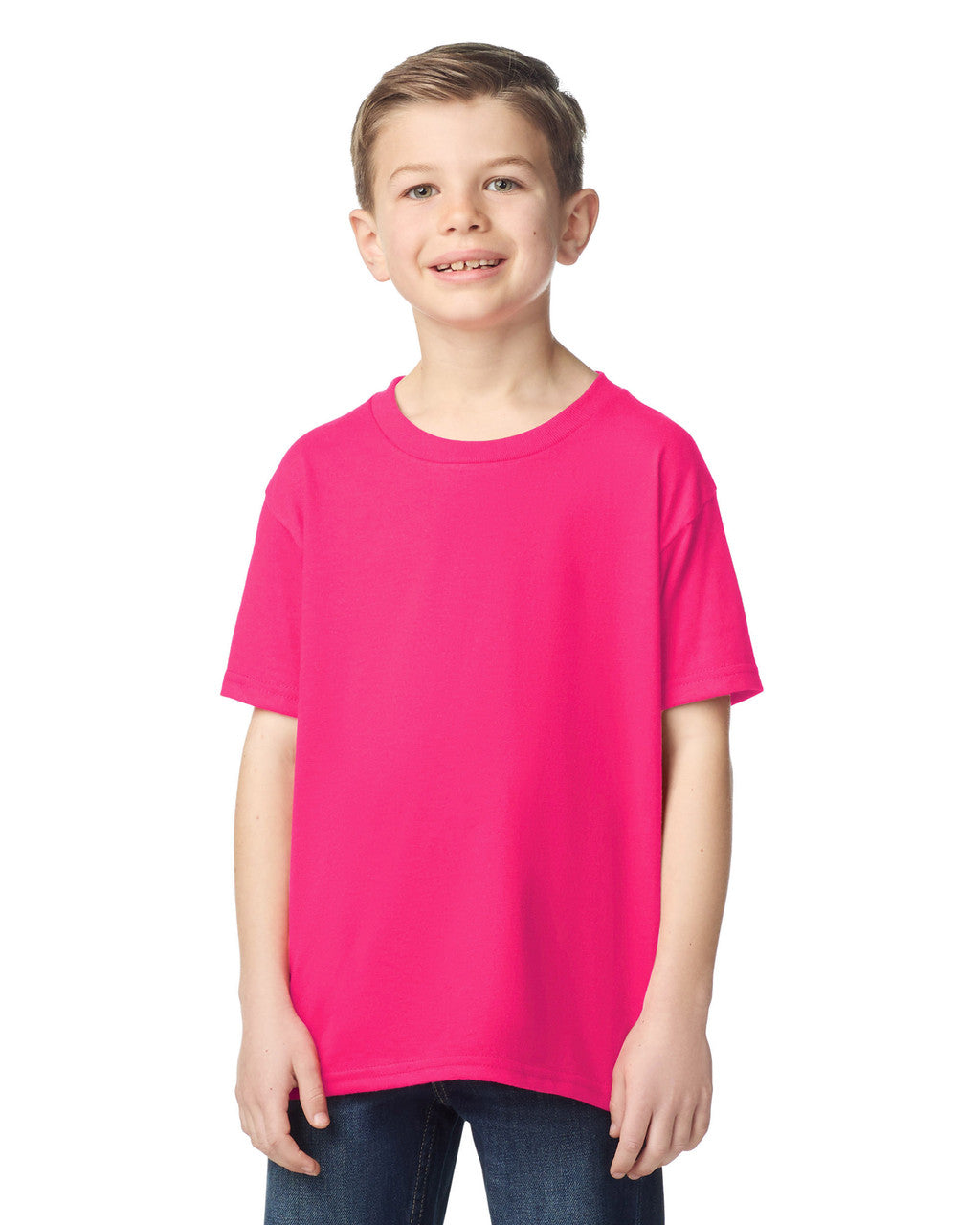 Gildan 5000B Youth Heavy Cotton T-Shirt - Heliconia - model front