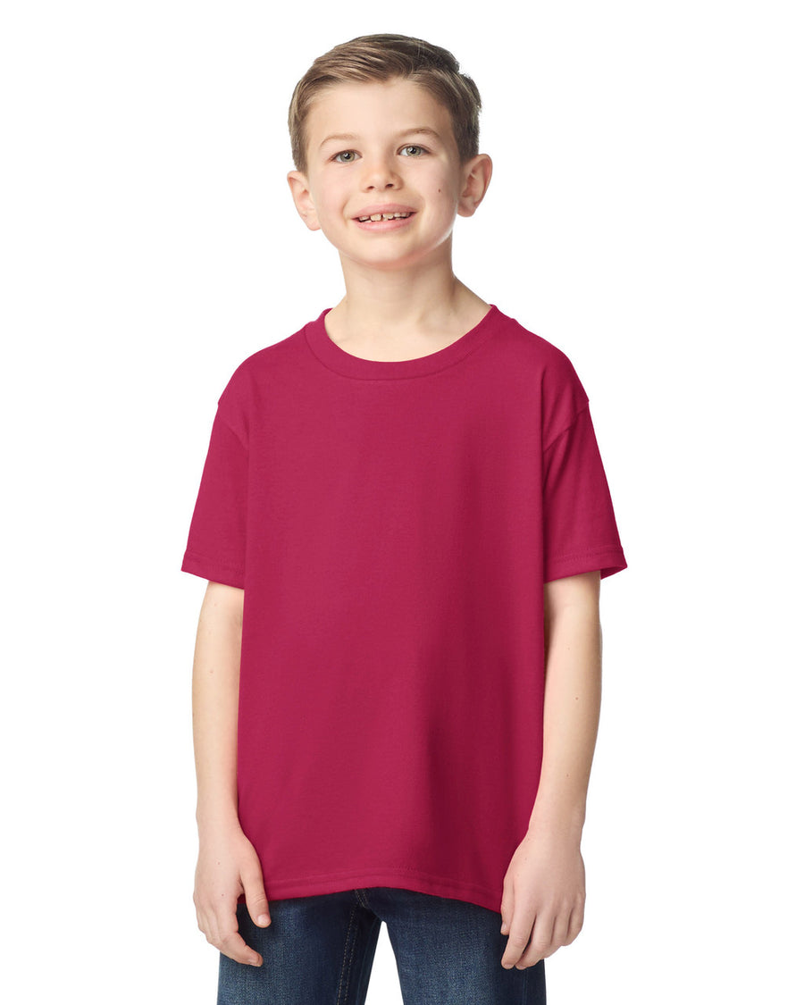 Gildan 5000B Youth Heavy Cotton T-Shirt - Cardinal - model front