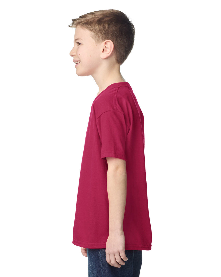 Gildan 5000B Youth Heavy Cotton T-Shirt - Cardinal - model side