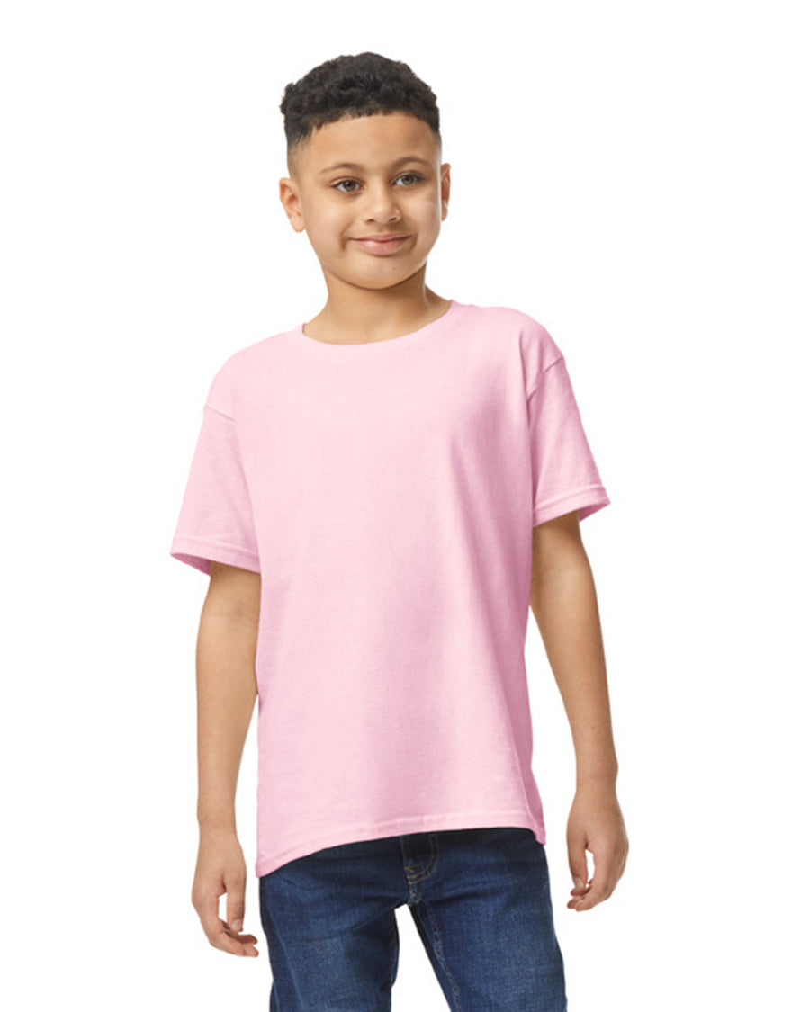 Gildan 5000B Youth Heavy Cotton T-Shirt - Light Pink - model front