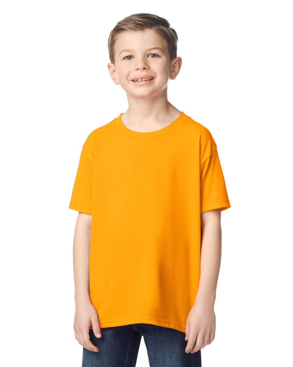 Gildan 5000B Youth Heavy Cotton T-Shirt - Gold - model front