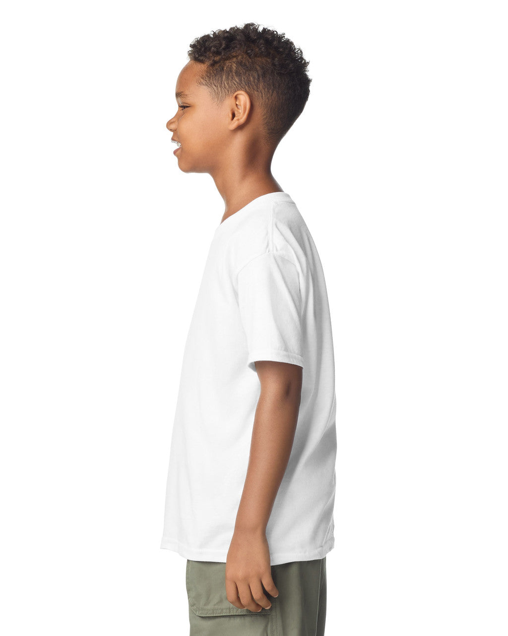Gildan 5000B Youth Heavy Cotton T-Shirt - White - model side