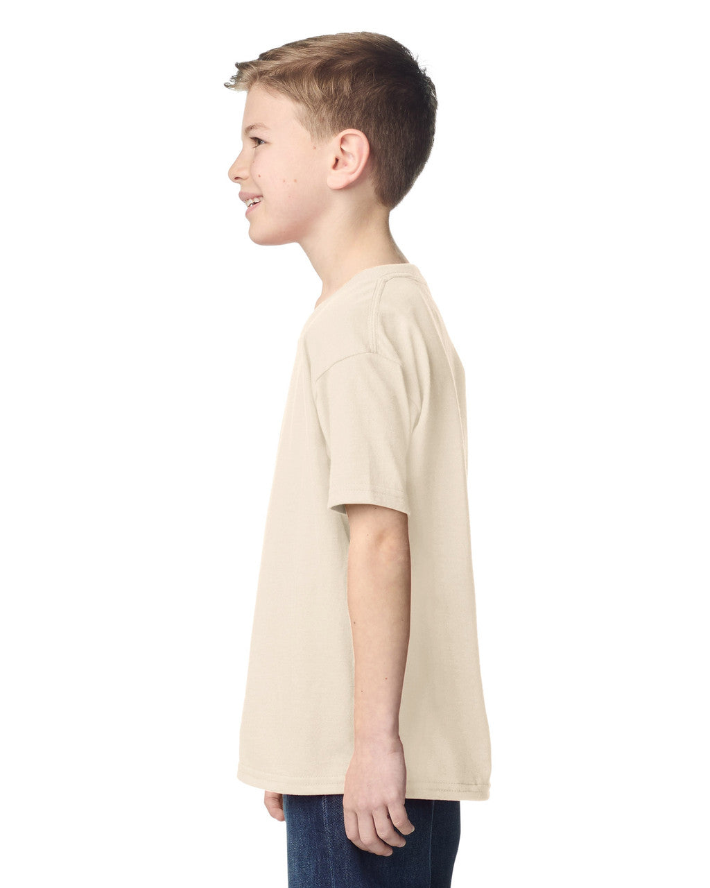 Gildan 5000B Youth Heavy Cotton T-Shirt - Natural - model side