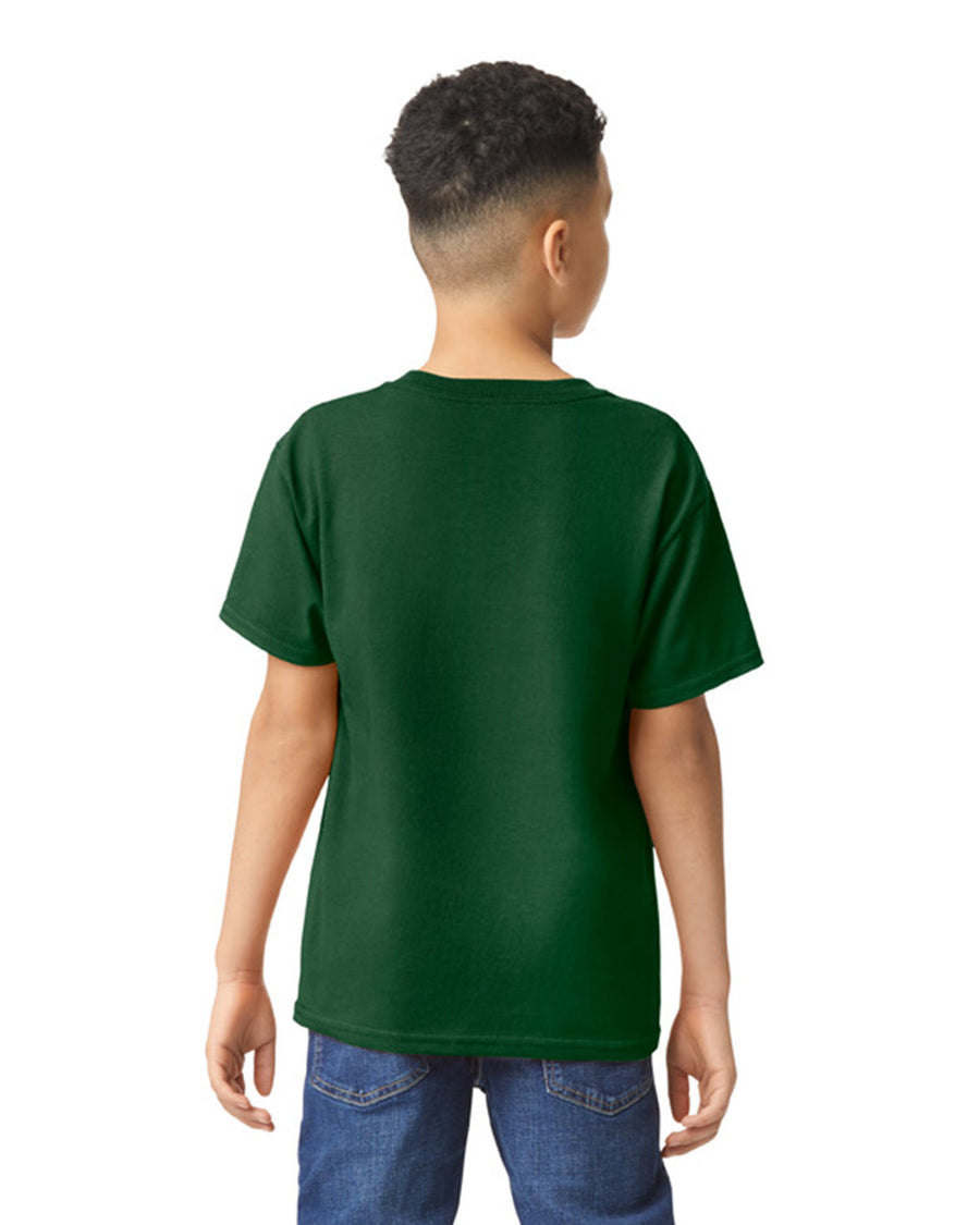 Gildan 5000B Youth Heavy Cotton T-Shirt - Forest Green - model back