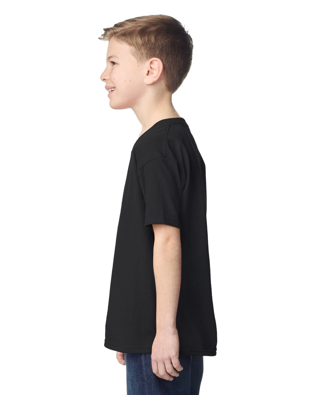 Gildan 5000B Youth Heavy Cotton T-Shirt - Black - model side