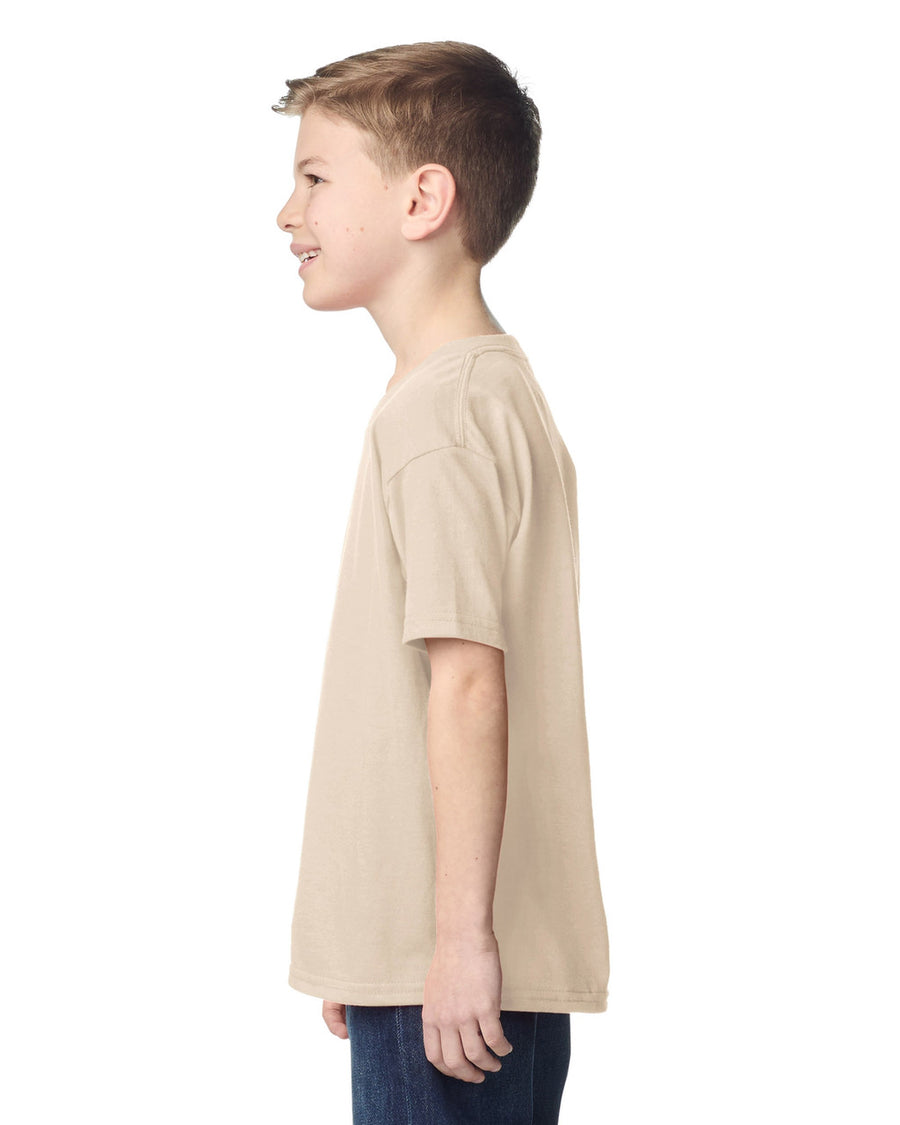 Gildan 5000B Youth Heavy Cotton T-Shirt - Sand - model side