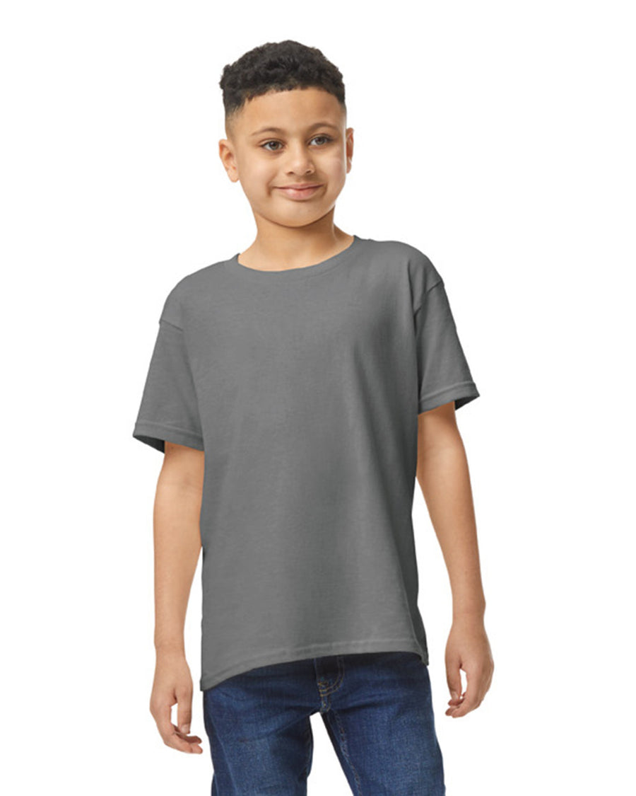 Gildan 5000B Youth Heavy Cotton T-Shirt - Charcoal - model front