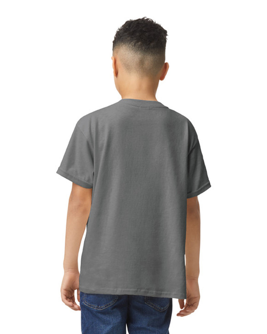 Gildan 5000B Youth Heavy Cotton T-Shirt - Charcoal - model back
