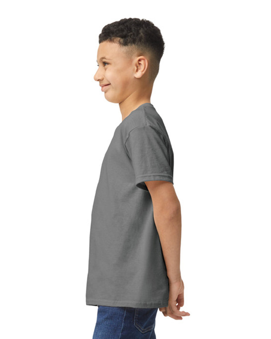 Gildan 5000B Youth Heavy Cotton T-Shirt - Charcoal - model side