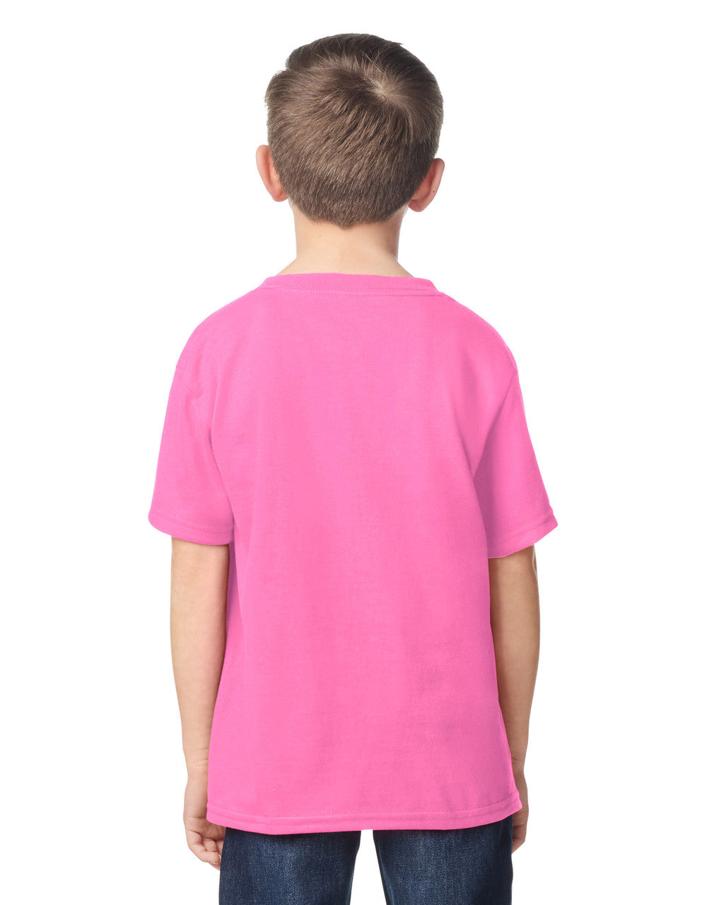 Gildan 5000B Youth Heavy Cotton T-Shirt - Azalea - model back