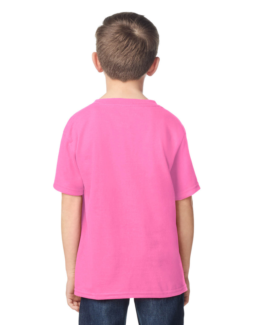 Gildan 5000B Youth Heavy Cotton T-Shirt - Azalea - model back