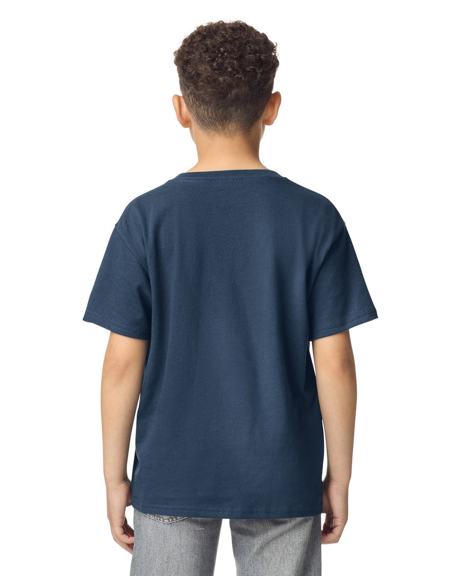 Gildan 5000B Youth Heavy Cotton T-Shirt - Blue Dusk - model back