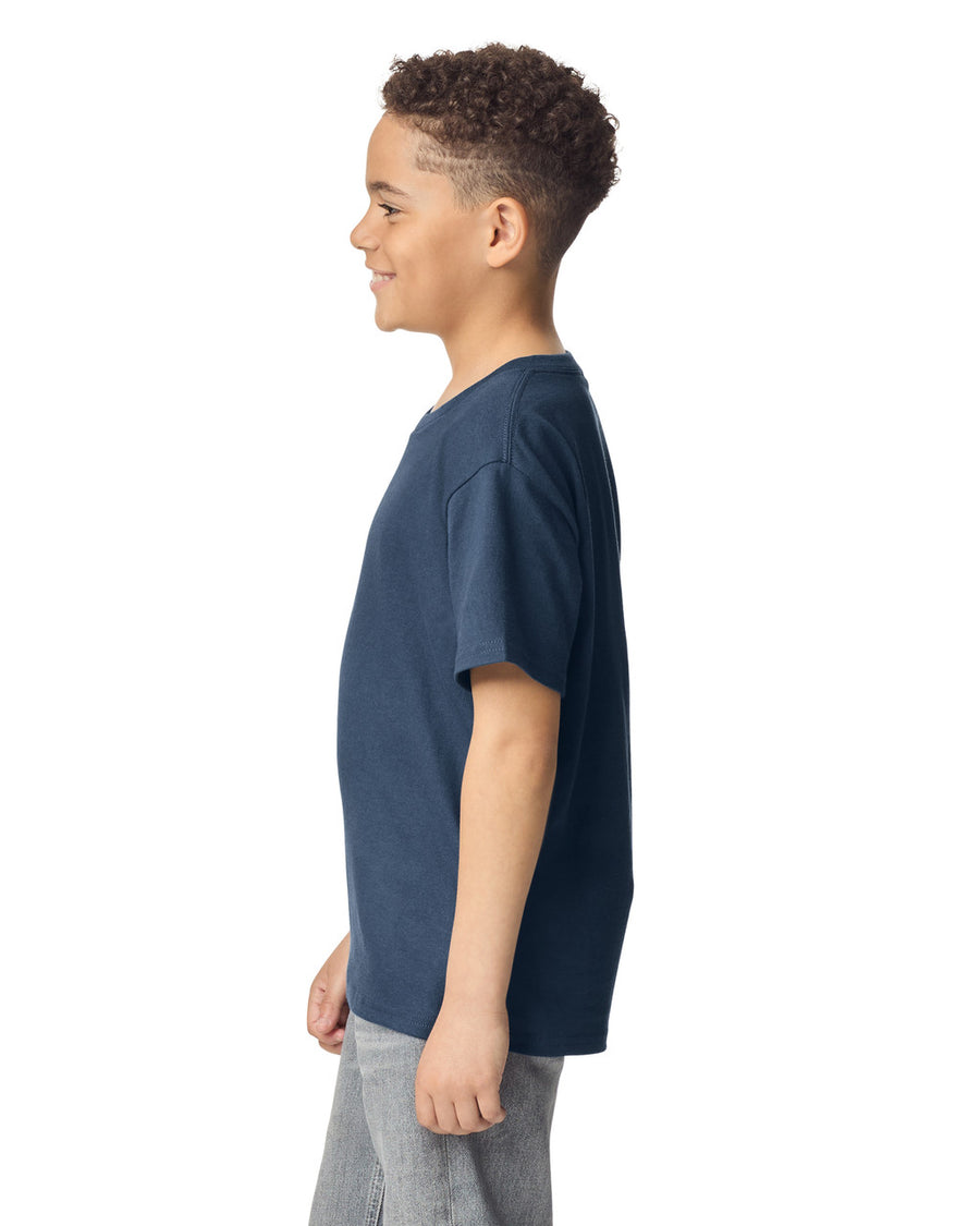 Gildan 5000B Youth Heavy Cotton T-Shirt - Blue Dusk - model side