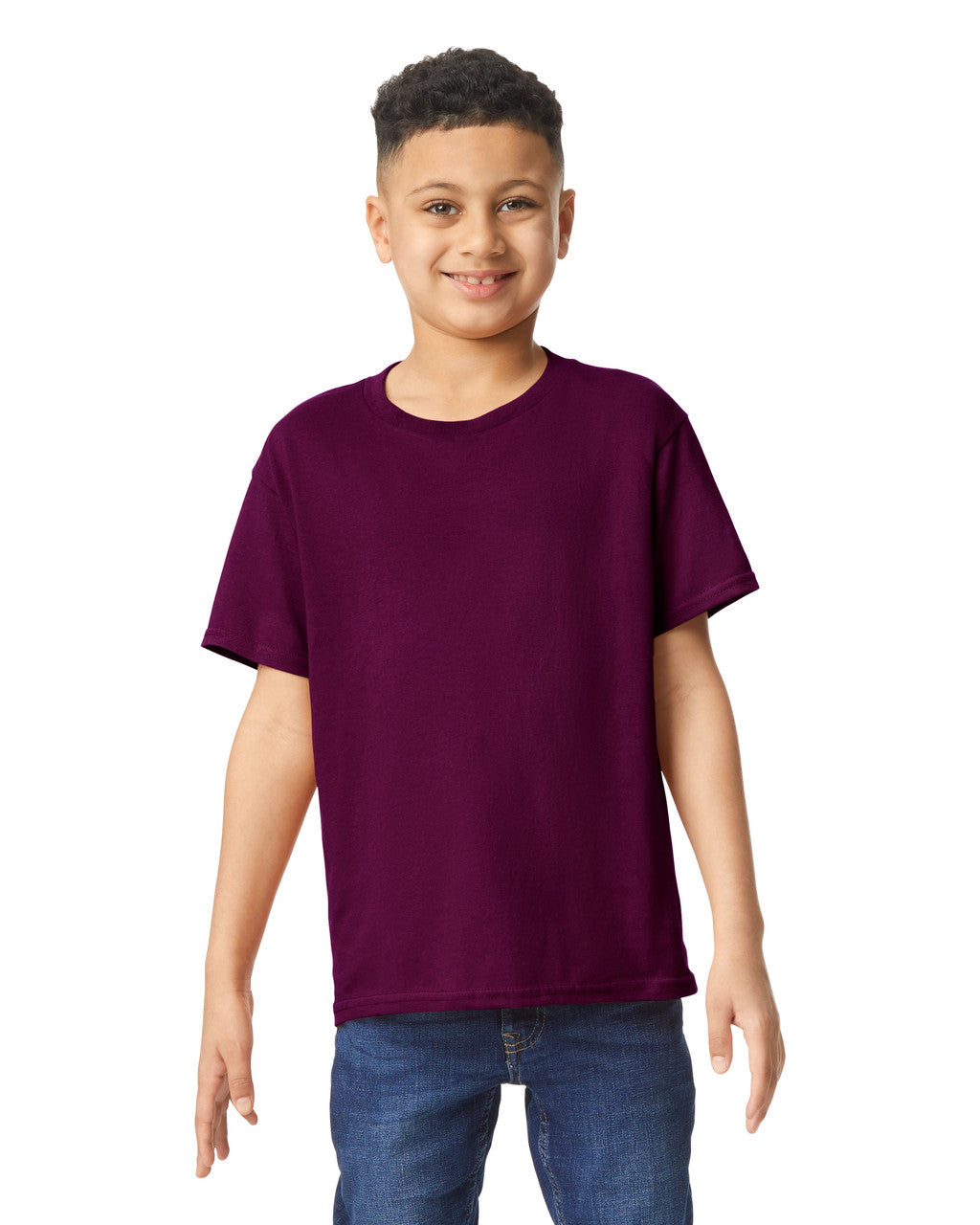 Gildan 5000B Youth Heavy Cotton T-Shirt - Maroon - model front