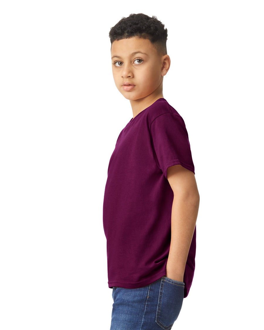 Gildan 5000B Youth Heavy Cotton T-Shirt - Maroon - model side