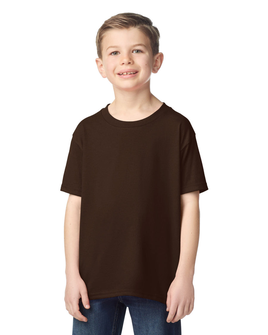Gildan 5000B Youth Heavy Cotton T-Shirt - Dark Chocolate - model front
